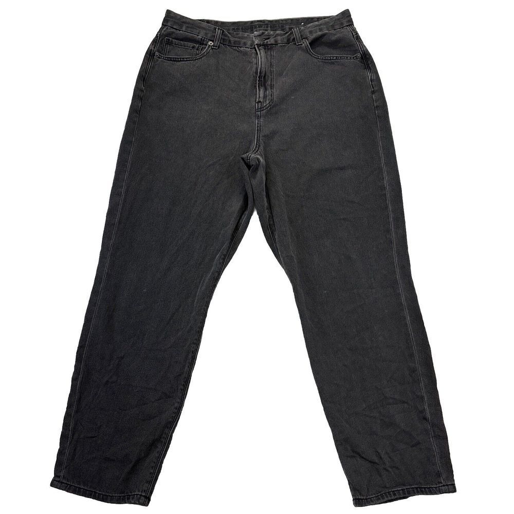 American Eagle Curvy Mom Jeans 14 Black Straight Leg Baggy Barn‎ Chore 33x27